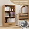 Costway 4-Tier Bookcase 48'' Display Bookshelf Storage Organizer with Shelves & Drawer Grey/White/Natural
